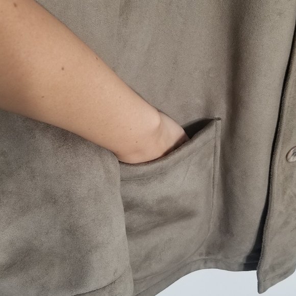 💕Massimo Light Brown Faux Suede Petite Coat Comfy Warm Winter Jacket Size Small - Picture 4 of 10